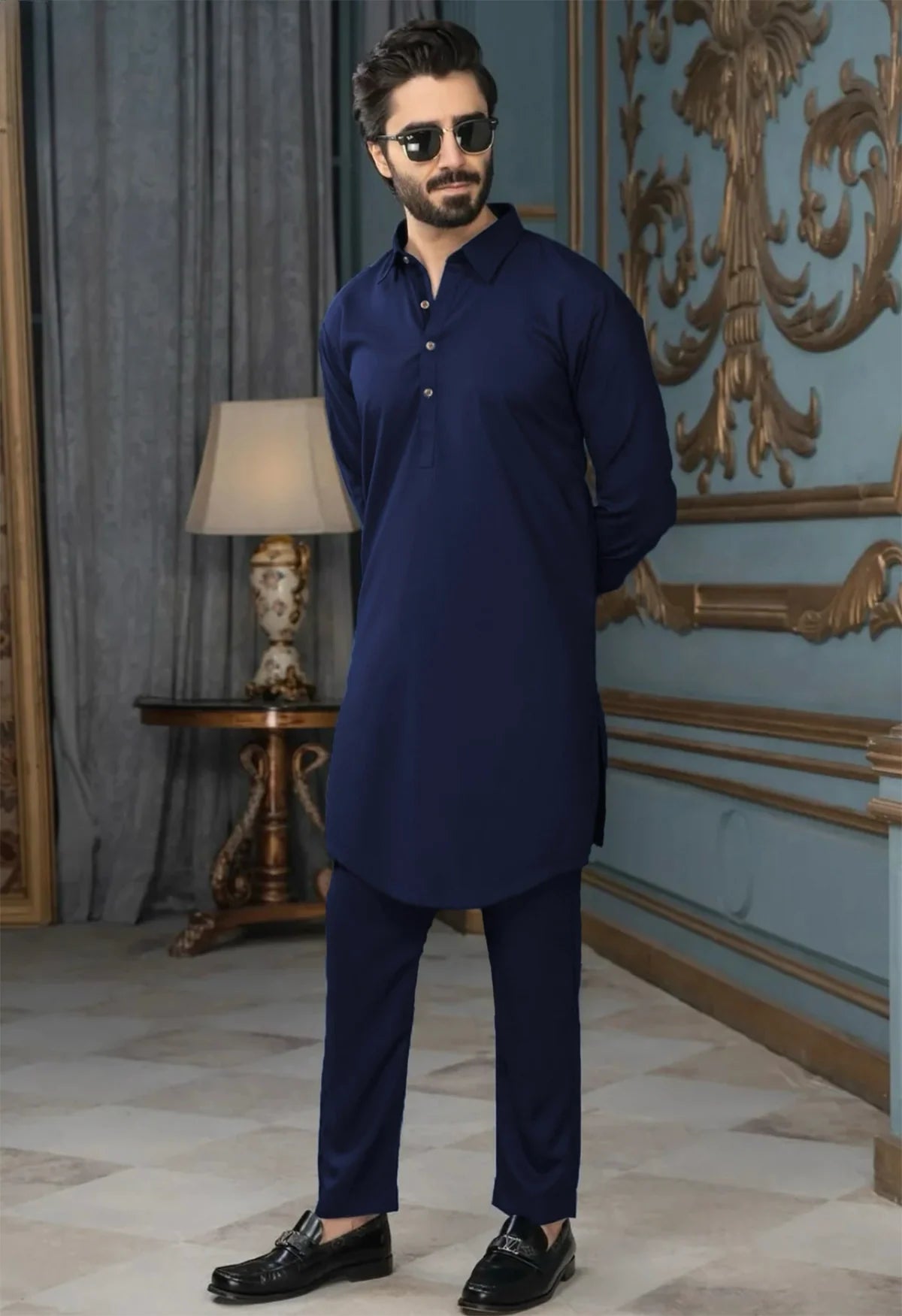 Timeless Cultural Navy Kurta Suit-KPMV