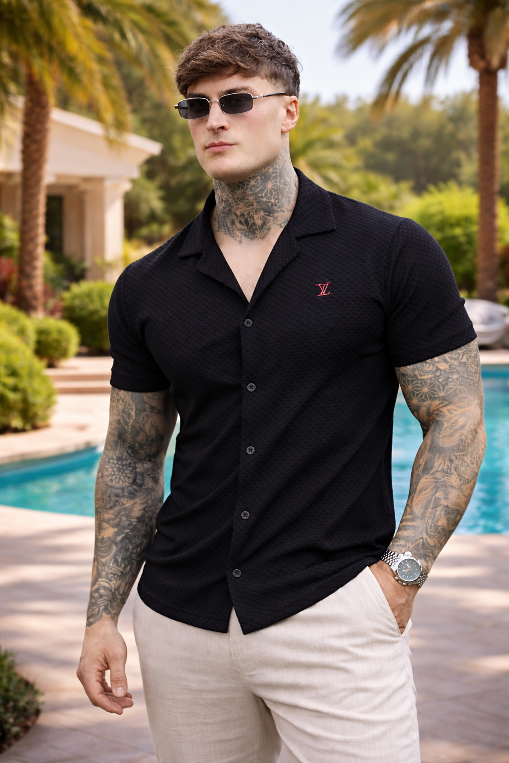 THE TEXTURED SAFARI SHIRT BLACK